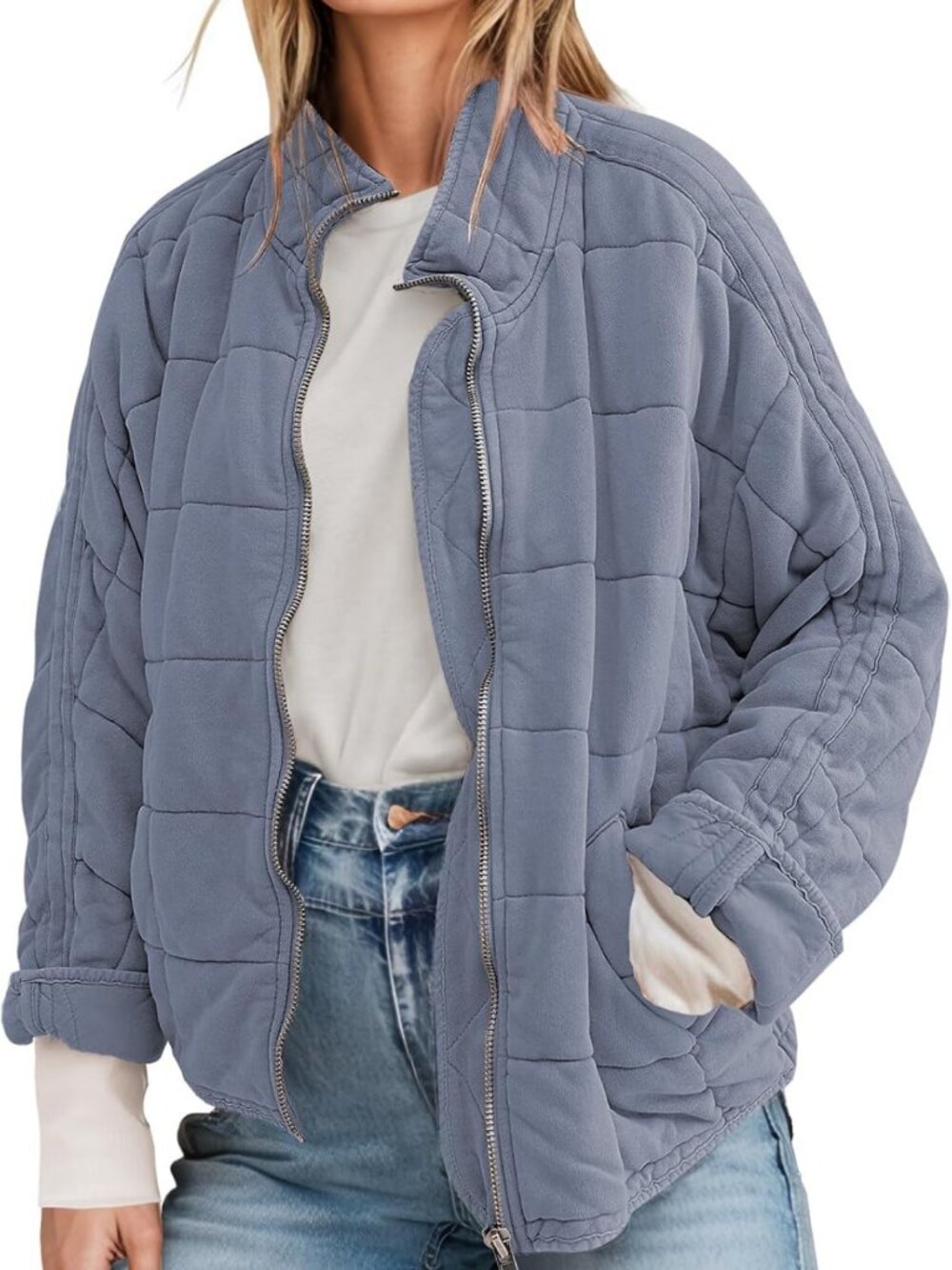 Lightweight Quilted Puffer Jacket for Women | Casual Zip-Up Outerwear Coat